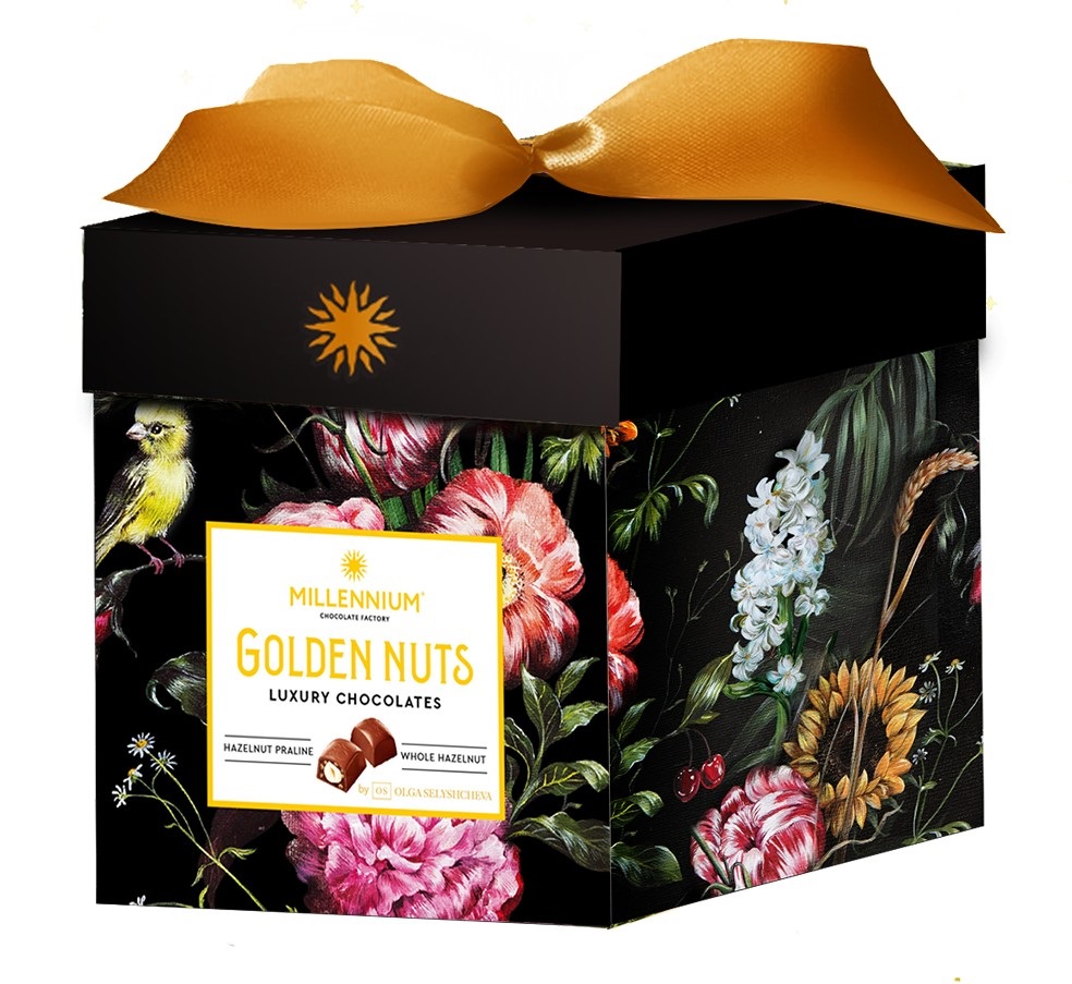 Millennium Praline Sweets Golden Nut Cub Black 150g