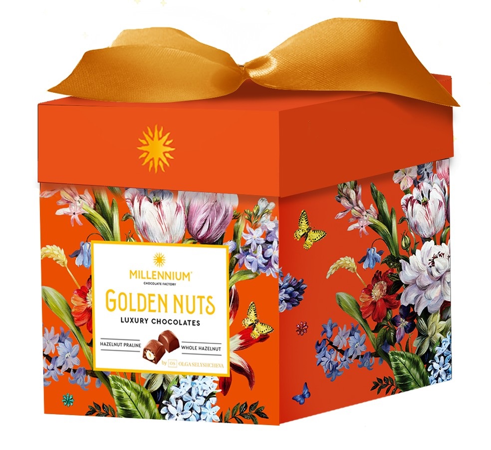 Millennium Praline Sweets Golden Nut Cub Orange 150g