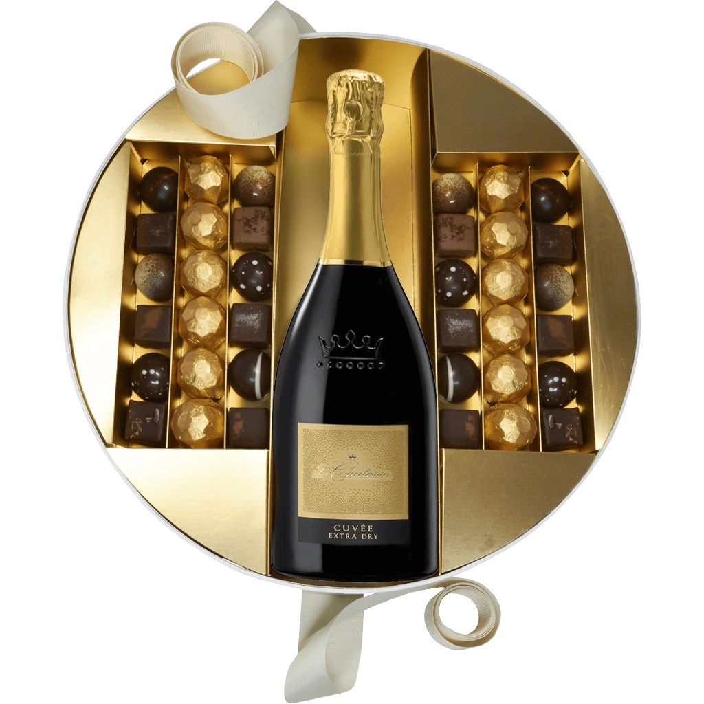 Pachet cadou Blanc Neige Champagne Round Box
